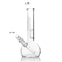 CLEAR CLASSIC – GLASS WATER PIPE – 8-INCH – ROUND BASE – ANGLED NECK – 1CT – GB-RBAN-08-200G – [MSRP: $13]