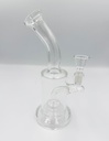 CLEAR CLASSIC – GLASS WATER PIPE – 8-INCH – CURVED NECK – MINI RIG – 1CT – GB-CCNR-08-250G – [MSRP: $19]