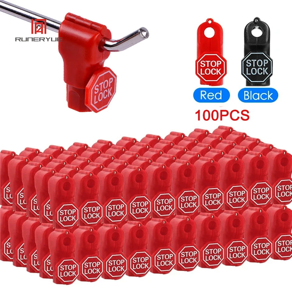 RED PEG HOOK STOP LOCK – RETAIL ANTI-THEFT SECURITY DEVICE – 6MM – STORE SUPPLY – 100CT – STOP-LOCK-100CT – [MSRP: $STORE USE]