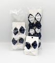 BP - HAIR ACCESSORIES BOW CLIPS 2  PER CARD NAVY BLUE & WHITE POLKA  DOT 6CT/DZ - 04-168 - [MSRP: $1 CT]