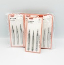 MIXUEER -  STAINLESS STEEL FLAT, POINTED & EDGE TIP TWEEZERS 3PCS/PK  12CT/DZ - 041 - [MSRP: $1.5 PK]