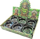 STONED TRIBE – ASHTRAY – ROUND GLASS ASSORTED DESIGNS – 85MM – 6CT DISPLAY – [MSRP: $4 EACH]