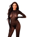 LUXE KITTY SLEEVE BODYSTOCKING – ADULT LINGERIE – BLACK – FEMALE – 1CT – SB254 – [MSRP: $25]