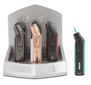 SCORCH – TORCH LIGHTERS – TABLE TORCH WITH CIGAR PUNCH – TWO-TONE MATTE-METALLIC FINISH – SEE THRU BUTANE – 4.75” – 6CT DISPLAY – 61653-1 – [MSRP: $42.50 EACH]