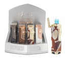 SCORCH – TORCH LIGHTERS – FOUR TORCH – HEXAGON SHAPE – SEE-THRU BUTANE – EASY DIAL – 12CT DISPLAY – 61660-00020 – [MSRP: $25 EACH]