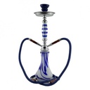 HOOKAH – 11" TIERED MED – DOUBLE HOSE – SLENDER CHROME STEM – 1CT – ZC57 – [MSRP: $35.50]
