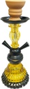 HOOKAH – 11" TIERED TROPHY – DOUBLE HOSE – ETCHED GOLD STEM – ASSORTED COLORS – 1CT – ZC99 – [MSRP: $20.50]