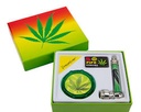RASTA LEAF DRIPPING – GLASS WATER PIPE – GIFT SET– INCLUDES GRINDER & PAPERS – 1CT – GB0335 – [MSRP: $75]