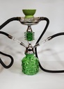 HOOKAH – 11" STACKED CRYSTAL SQUARES – DOUBLE HOSE – CERAMIC & GLASS – ASSORTED COLORS – 1CT – C10 – [MSRP: $23.50]