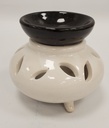 INCENSE BURNER – CERAMIC TEA LIGHT – ACCESSORIES – CREAM TWO-TONE GLAZE – 1CT – [MSRP: $6.50]
