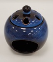 INCENSE BURNER – CERAMIC TEA LIGHT – ACCESSORIES – COBALT BLUE WITH FLORAL CUTOUTS – 1CT – [MSRP: $6.50]