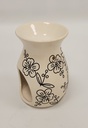 INCENSE BURNER – CERAMIC TEA LIGHT – ACCESSORIES – WHITE WITH CHERRY BLOSSOM DESIGN – 1CT – [MSRP: $6.50]