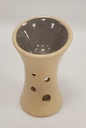 INCENSE BURNER – CERAMIC TEA LIGHT – ACCESSORIES – TAN GLAZE WITH CIRCULAR CUTOUTS – 1CT – [MSRP: $6]