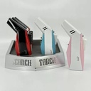 SCORCH – TORCH LIGHTERS – TURBO – 45 DEGREE WITH PUSH BUTTON – TWO TONE ASSORTED – 6CT DISPLAY – 61652 – [MSRP: $27 EACH]