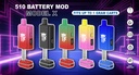 TK – BATTERIES & CHARGERS – MODEL X 650MAH 510 THREAD BATTERY MOD BOX – 5CT – [MSRP: $21 EACH]