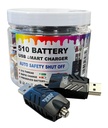 TOKES BUDDY – BATTERIES & CHARGERS – 510 THREAD SMART USB CHARGER – 30CT JAR – [MSRP: $2.49 EACH]