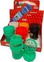TOKES BUDDY – GRINDERS – LARGE PLASTIC WITH STORAGE – 3-IN-1 – ASSORTED COLORS – 6CT DISPLAY – TBPGL – [MSRP: $9.50 EACH]